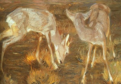 Ciervos en el crepúsculo de Franz Marc